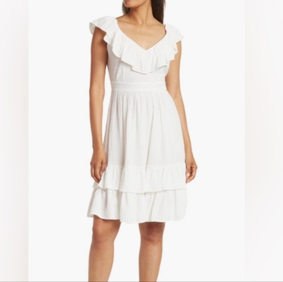 Calvin Klein Dresses & Skirts - Calvin Klein Ruffle V-Neck Tiered Mini Dress